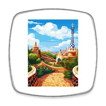 Barcelona Spain Vintage Travel Poster WPA Souvenir - Square fridge magnet - white - Front