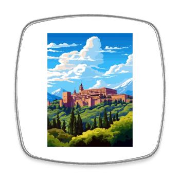 Alhambra Spain Vintage Travel Poster WPA Souvenir - Square fridge magnet - white - Front