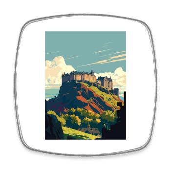 Edinburghscape European Scotland affiche de voyage - Magnet carré - blanc - Devant