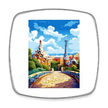 Barcelona Spain Vintage Travel Poster WPA Souvenir - Square fridge magnet - white - Front