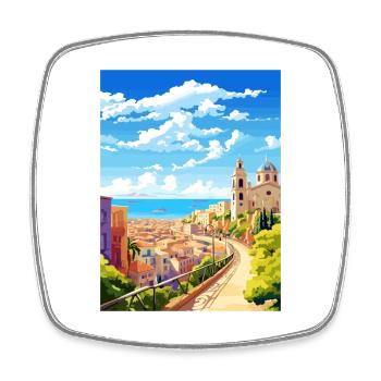 Malaga Espagne Vintage voyage affiche WPA Souvenir - Magnet carré - blanc - Devant