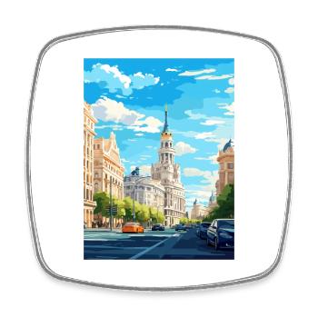 Madrid Spanien Vintage Reiseposter WPA Souvenir - Viereckiger Kühlschrankmagnet - Weiß - Vorne
