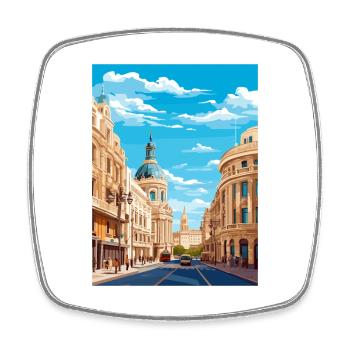 Madrid Spanien Vintage Reiseposter WPA Souvenir - Viereckiger Kühlschrankmagnet - Weiß - Vorne