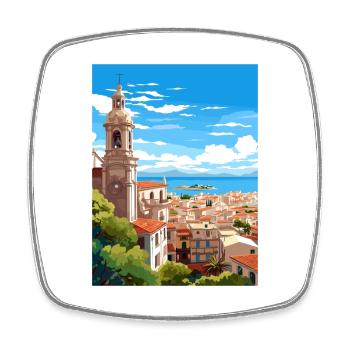 Malaga Espagne Vintage voyage affiche WPA Souvenir - Magnet carré - blanc - Devant