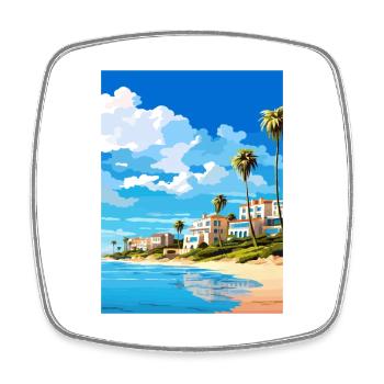 Marbella Spain Deco Vintage Travel Poster Souvenir - Square fridge magnet - white - Front