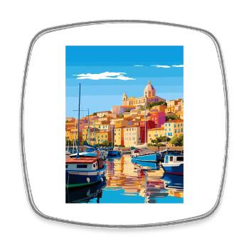 Cagliari Italy Vintage Travel Poster WPA Souvenir - Square fridge magnet - white - Front
