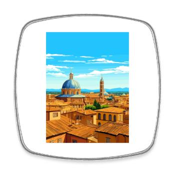 Bologna Decoration Italy Vintage Travel Poster WPA - Square fridge magnet - white - Front