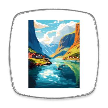 Die Fjorde Norwegen Norwegische Berge Skandinavisch - Viereckiger Kühlschrankmagnet - Weiß - Vorne
