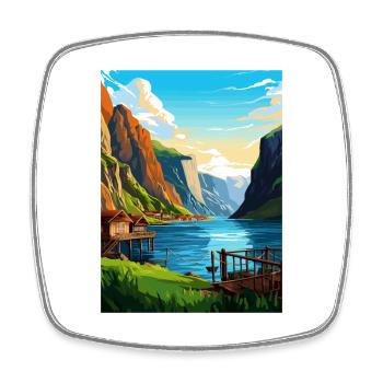 The Fjords Norway Norwegian Mountains Scandinavian - Square fridge magnet - white - Front