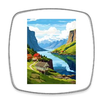 The Fjords Norway Norwegian Mountains Scandinavian - Square fridge magnet - white - Front