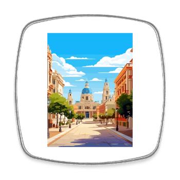 Valencia Spain Vintage Travel Poster WPA Souvenir - Square fridge magnet - white - Front