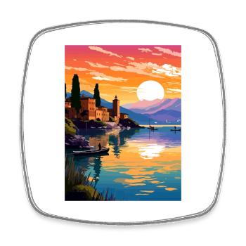 Lake Garda Decoration Vintage Travel Poster WPA - Square fridge magnet - white - Front