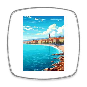 Nizza Francescape Vintage Reiseposter Souvenir - Viereckiger Kühlschrankmagnet - Weiß - Vorne
