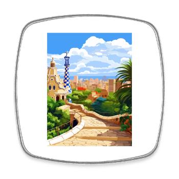 Barcelona Spain Vintage Travel Poster WPA Souvenir - Square fridge magnet - white - Front