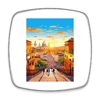Rome Italy Vintage Travel Poster WPA Souvenir - Square fridge magnet - white - Front