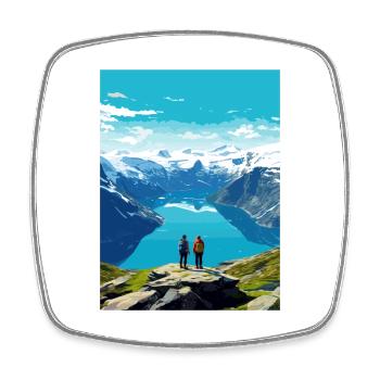 Die Fjorde Norwegen Norwegische Berge Skandinavisch - Viereckiger Kühlschrankmagnet - Weiß - Vorne