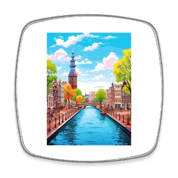Amsterdam Netherlands Vintage Travel Poster WPA - Square fridge magnet - white - Front