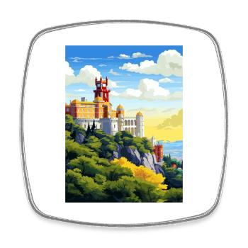 Sintra Portugal Vintage voyage affiche WPA Souvenir - Magnet carré - blanc - Devant
