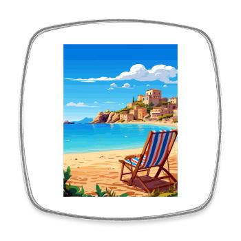 Sicily Italy Decoration Vintage Travel Poster WPA - Square fridge magnet - white - Front