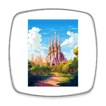 Barcelona Spain Vintage Travel Poster WPA Souvenir - Square fridge magnet - white - Front