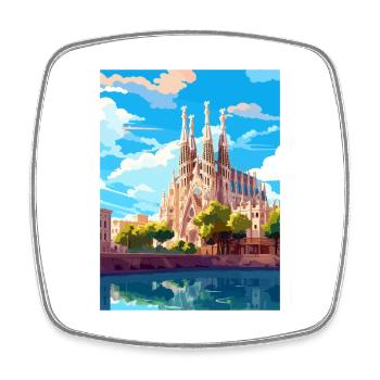 Barcelona Spain Vintage Travel Poster WPA Souvenir - Square fridge magnet - white - Front