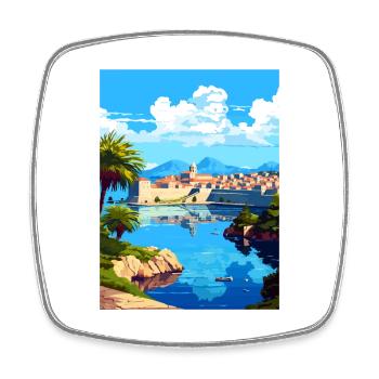 Dubrovnik Croatie Vintage voyage affiche Souvenir - Magnet carré - blanc - Devant