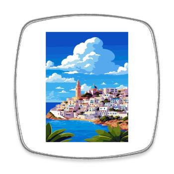 Ibiza Spanien Vintage Reiseposter WPA Souvenir - Viereckiger Kühlschrankmagnet - Weiß - Vorne