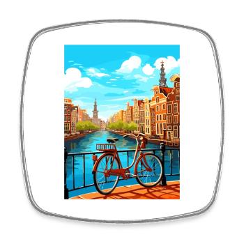 Amsterdam Netherlands Vintage Travel Poster WPA - Square fridge magnet - white - Front