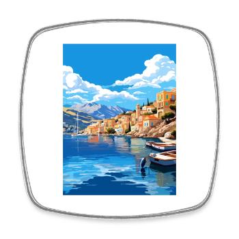 Symi Griechenland Vintage Reiseposter WPA Souvenir - Viereckiger Kühlschrankmagnet - Weiß - Vorne