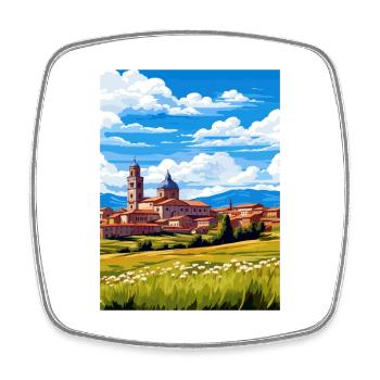 Pamplona Spanien Vintage Reiseposter WPA Souvenir - Viereckiger Kühlschrankmagnet - Weiß - Vorne