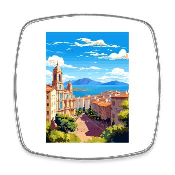 Malaga Espagne Vintage voyage affiche WPA Souvenir - Magnet carré - blanc - Devant