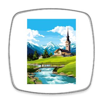 Ramsau Deutschland Berchtesgaden Vintage Reiseposter - Viereckiger Kühlschrankmagnet - Weiß - Vorne