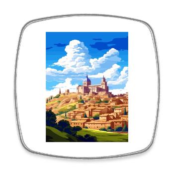 Toledo Spanien Vintage Reiseposter WPA Souvenir - Viereckiger Kühlschrankmagnet - Weiß - Vorne