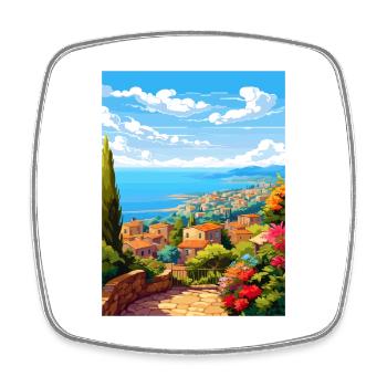 Cote D Azur Frankreich Vintage Reiseposter Souvenir - Viereckiger Kühlschrankmagnet - Weiß - Vorne