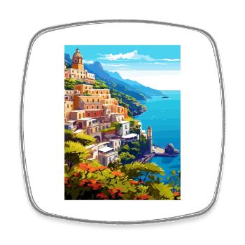 Amalfi Italie Décoration Vintage Voyage Affiche WPA - Magnet carré - blanc - Devant