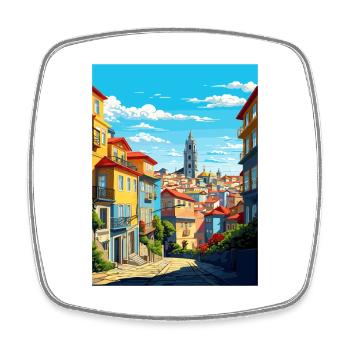 Porto Portugal Vintage Reiseposter WPA Souvenir - Viereckiger Kühlschrankmagnet - Weiß - Vorne