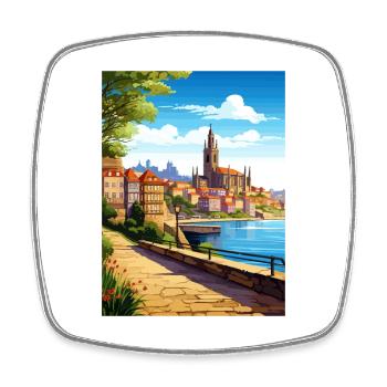 Porto Portugal Vintage Reiseposter WPA Souvenir - Viereckiger Kühlschrankmagnet - Weiß - Vorne
