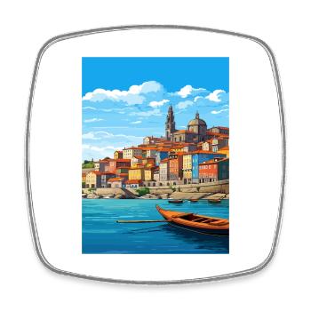 Porto Portugal Vintage Reiseposter WPA Souvenir - Viereckiger Kühlschrankmagnet - Weiß - Vorne