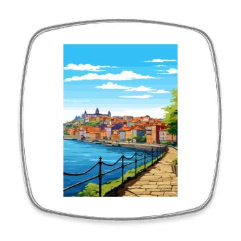Porto Portugal Vintage Reiseposter WPA Souvenir - Viereckiger Kühlschrankmagnet - Weiß - Vorne