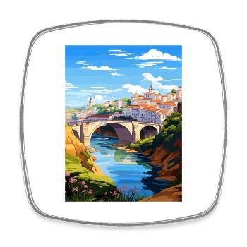 Tomar Portugal Vintage voyage affiche WPA Souvenir - Magnet carré - blanc - Devant