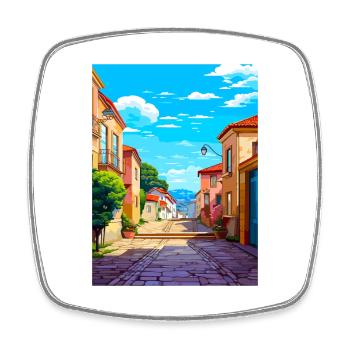 Vianna Do Castelo Portugal Vintage Reiseposter - Viereckiger Kühlschrankmagnet - Weiß - Vorne