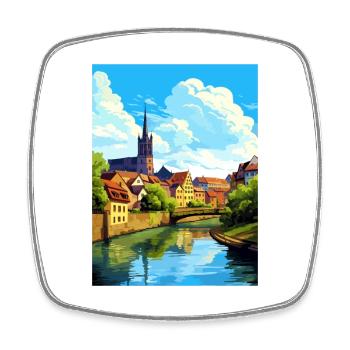 Lunen Dekoration Deutschland Vintage Reiseposter WPA - Viereckiger Kühlschrankmagnet - Weiß - Vorne