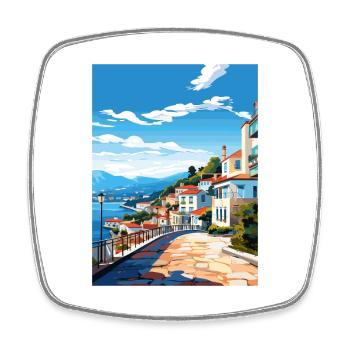 Sesimbra Portugal Vintage voyage affiche Souvenir - Magnet carré - blanc - Devant