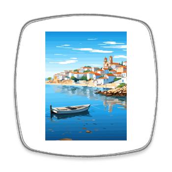 Sines Portugal Vintage Reiseposter WPA Souvenir - Viereckiger Kühlschrankmagnet - Weiß - Vorne