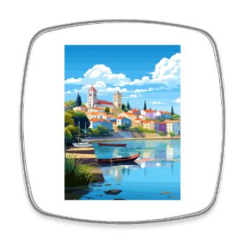 Tomar Portugal Vintage voyage affiche WPA Souvenir - Magnet carré - blanc - Devant