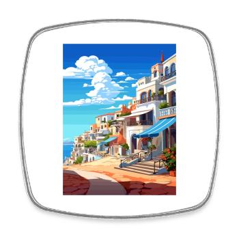 Albufeira Portugal Cascais Vintage Travel Poster - Square fridge magnet - white - Front
