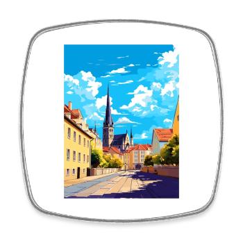 Regensburg Germany Vintage Travel Poster Souvenir - Square fridge magnet - white - Front