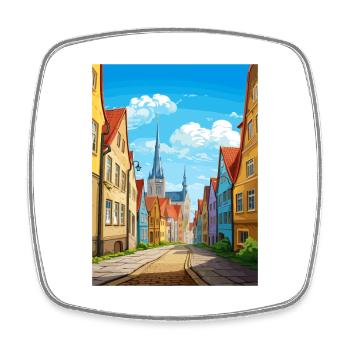 Rostock Allemagne Vintage voyage affiche WPA Souvenir - Magnet carré - blanc - Devant