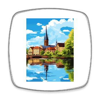 Lunen Dekoration Deutschland Vintage Reiseposter WPA - Viereckiger Kühlschrankmagnet - Weiß - Vorne