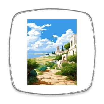 Apulien Italien Vintage Reiseposter WPA Souvenir - Viereckiger Kühlschrankmagnet - Weiß - Vorne